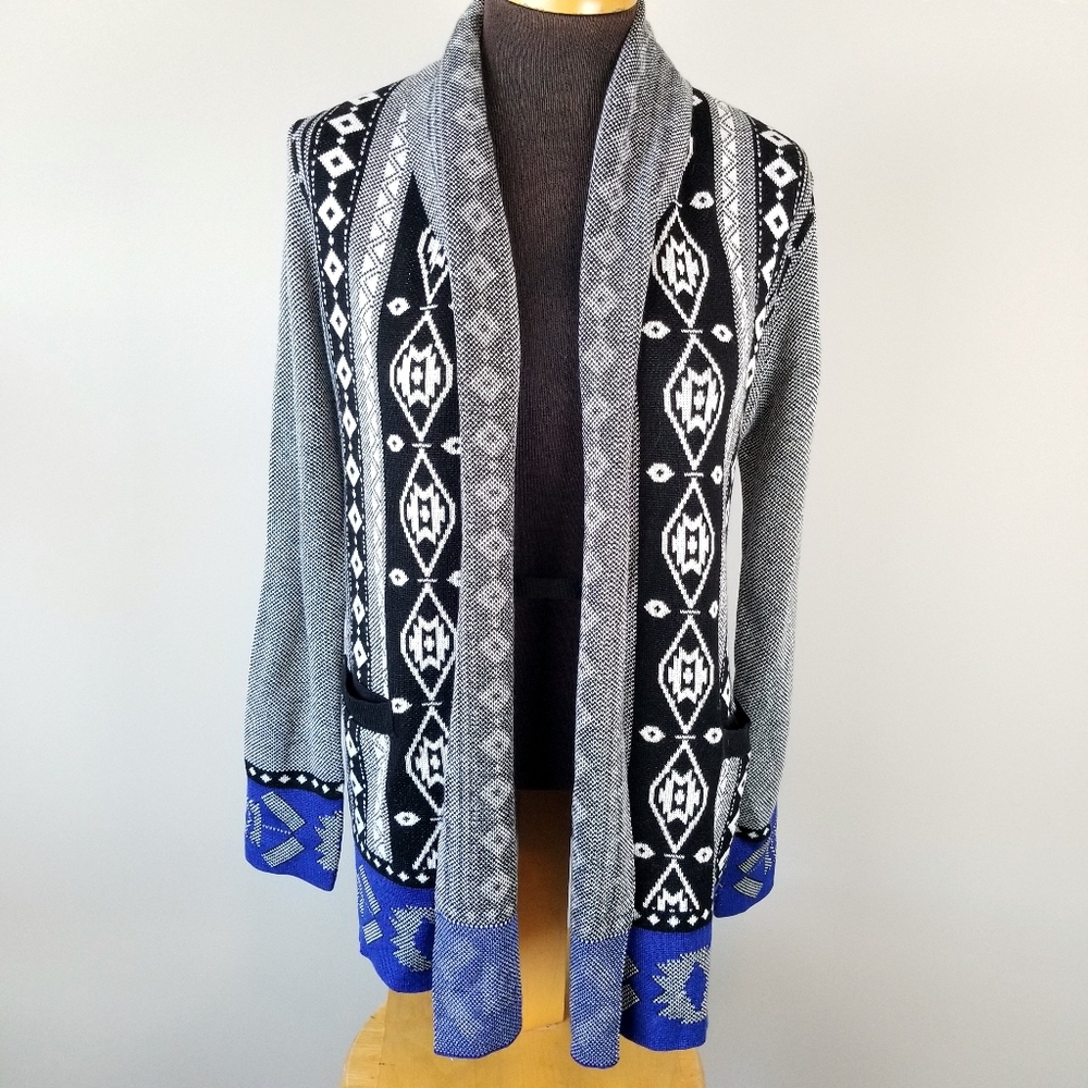 Everly geometric open cardigan with pockets, Small